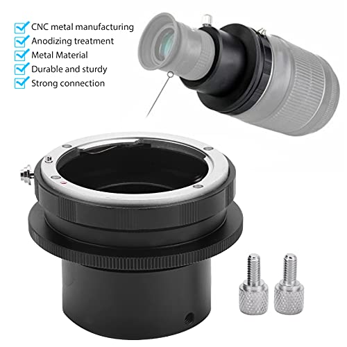 F Lens Mount to 1.25in Eyepiece Adapter, Anodic Oxidation Macro Lens Adapter Durable Manual Focus Black for Camera