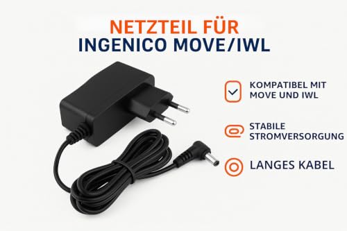 Power Supply Compatible with Ingenico Move 5000, Move 3500, IWL220, IWL221, IWL222, IWL250, IWL251 and IWL252 - Charger for EC Terminal and Card Reader