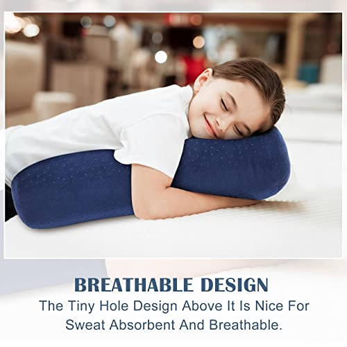 Remerry 2 Pcs Velvet Neck Roll Pillow Covers, 18 x 6 Inches, Navy Blue
