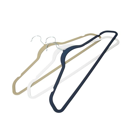 CONCEPTS 10 Pack Taupe Rubber Coated Plastic Hangers, Non Slip Plastic Coat Hangers,Strong & Durable, Ultra Slim Space Saving, 360° Swivel Hook, Anti Slip Rubber Hanger, Rubberized Hanger 17.75 Inch