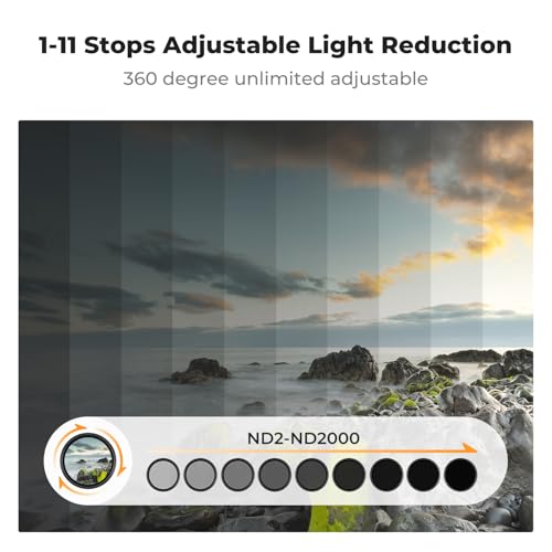 K&F CONCEPT 72mm Variable ND2-2000 (1-11 Stops) ND Camera Lens Filter