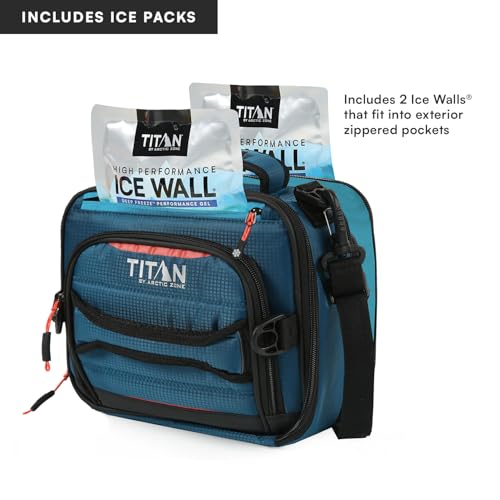 Titan by Arctic Zone Expandable Lunch Box, 2 Ice Packs, Leak Proof, Blue