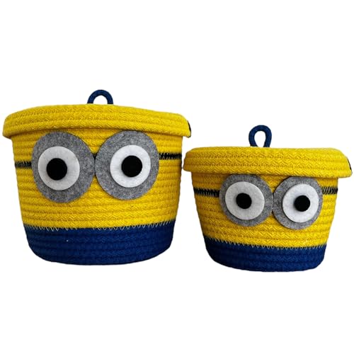 Set of two Livessa Home animated character toy baskets with colorful designs, ideal for storing toys and small items.