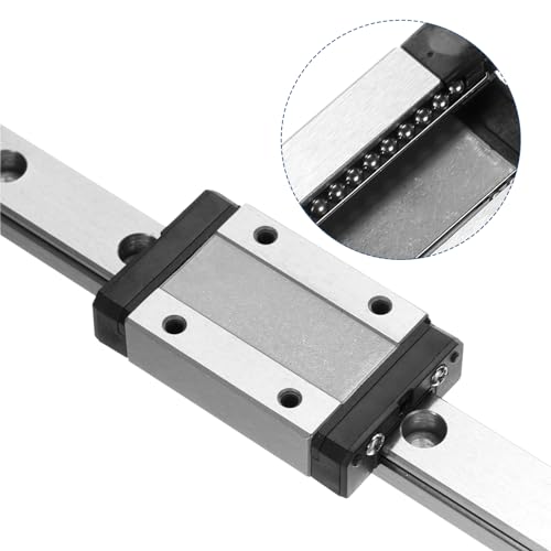 sourcing map MGN9 300mm Linear Guide Rail with MGN9C Sliding Carriage Block and Plastic Mini MGN12 Linear Guide for DIY 3D Printers and CNC Machine, Black