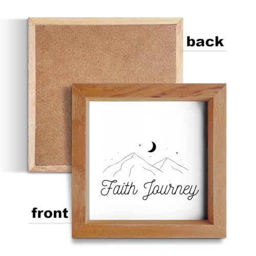 Christian Wood Sign Faith Journey Mountain Rustic Farmhouse Wooden Box Sign For Home Office Desk Decor 5X5 Inches Multi1195