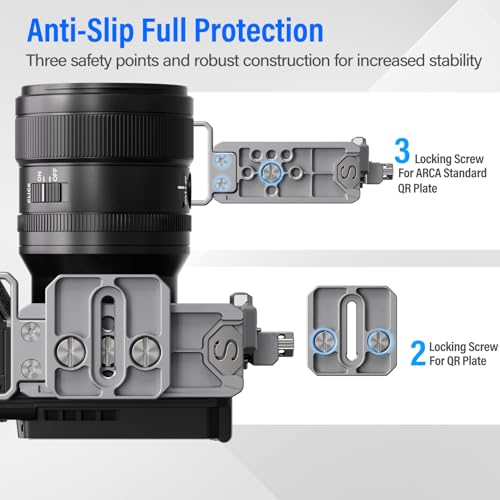 SIRUI Camera Cage for Sony FX 3 FX30 with Wrist Strap Cable Clamp for HDMI NATO Rail, QR Plate for Arca-Swiss, Compatible with Sony XLR Handle and Compatible with DJI RS2 RS3 Gimbal, Grey Cage+Wrist Strap