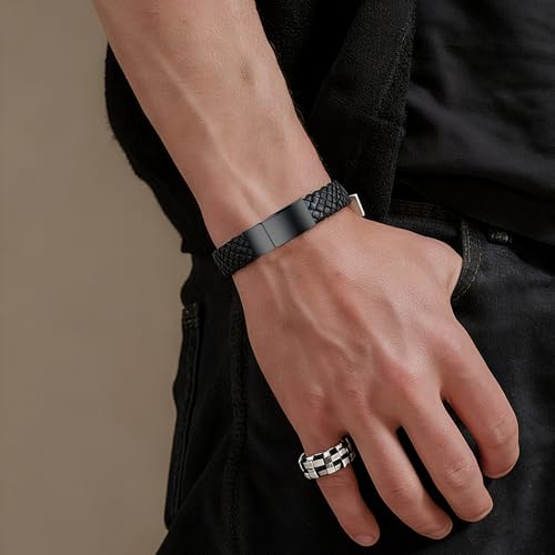 Cremation Jewelry Urn Bracelet for Ashes Leather Urn Memorial Bangle Ashes Keepsake Memorial Cuff Bangle Braided Wristband Bracelet for Women Men Black 20CM/7.87"