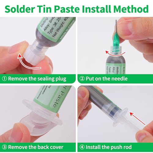 Syringe Soldering Paste, Soldering Paste Sn42Bi58, Lead-Free Low Temperature 138°C, 40g | Gruiqrd Lead Free Flux Solder Flux Tin Paste for BGA LED SMD SMT Solder (1.41oz)