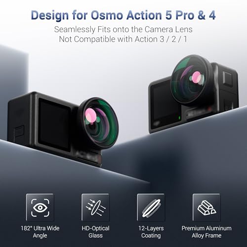 JJC FOV Wide Angle Lens for DJI Osmo Action 5 Pro 4 ONLY,Widen Lens View