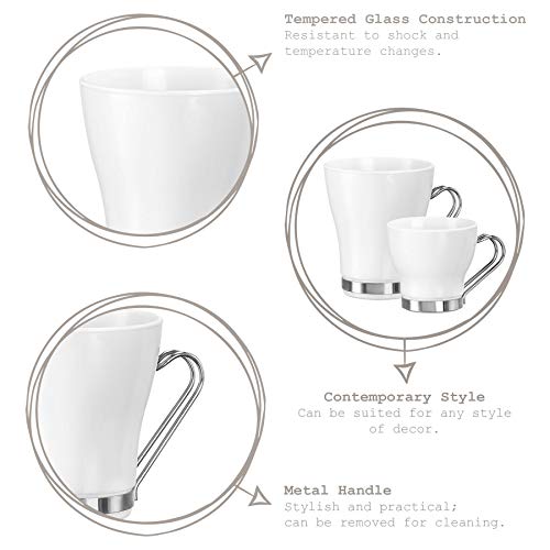 Bormioli Rocco 400891GRU021990 Espresso Opal with Stainless Steel Handle, 3.5 oz, White