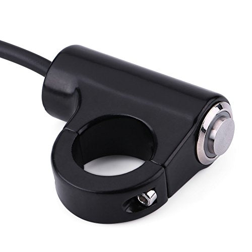 Motorcycle Handlebar Switch, 22 mm Aluminum Handlebar Horn Power Start Switch ON/OFF Waterproof Push Button Switch Handlebar Mount Blue Ray 10-12V 10-16A CNC(B) B