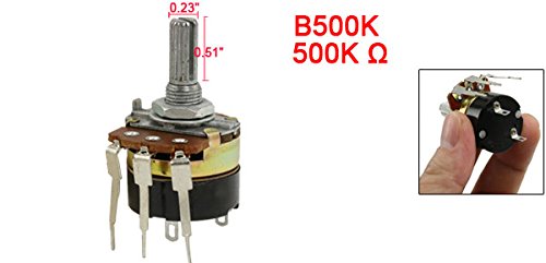 6mm Knurled Split Shaft Three Terminal 500K ohm Linear Taper Potentiometer B500K | Ohm Linear Taper Potentiometer B500K