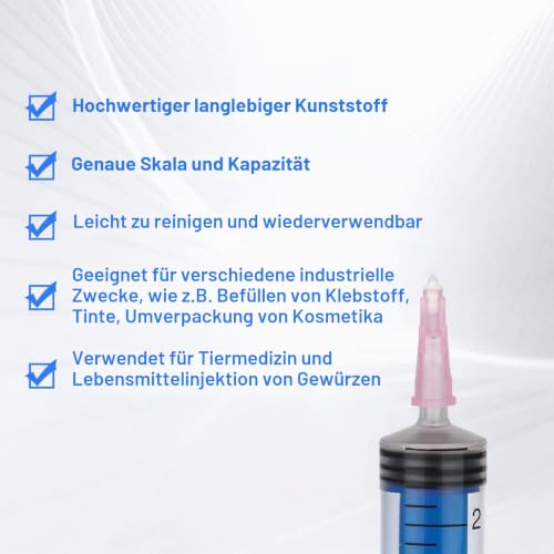 Syringe 10 ml, syringe without needle, disposable syringes and lid, pack of 6 | Blunt cannula for precise dispensing, suitable for hobby, DIY, animal feeding, garden, glue and liquid filling
