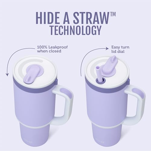 Ello Oasis 40oz Insulated Stainless Steel Tumbler with Straw, Blueberries 40 Ounces