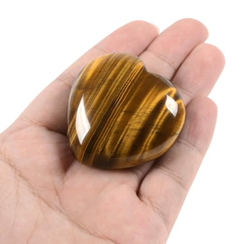 LOVE Hearts Crystal Gemstone 1.8 Inch Healing Reiki Worry Palm Stone Golden Tiger Eye