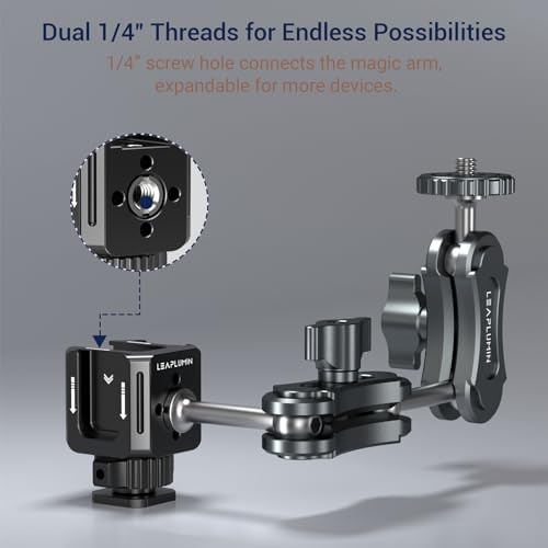 Triple Cold Shoe Mounts Adapter, 3/8'' Screw Hole to 1/4'' Screw Hole, Aluminum Alloy Hot Shoe Extension Bracke for DSLR Camera Flash Light, Monitor, Microphone-Black Black