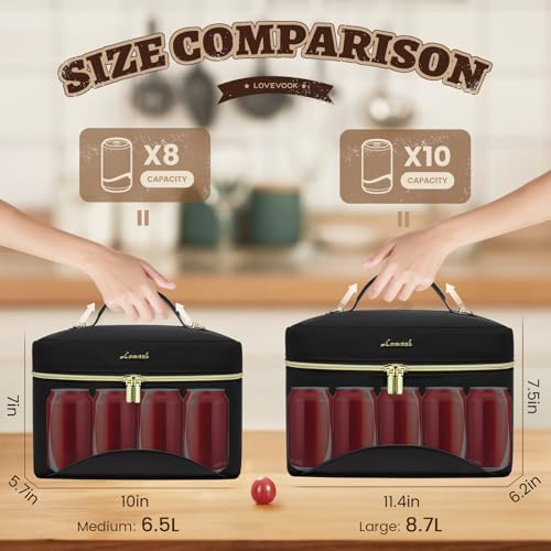 LOVEVOOK Insulated Lunch Box for Women,Adult Lunch Cooler Bag Women Brown Leopard Print Medium