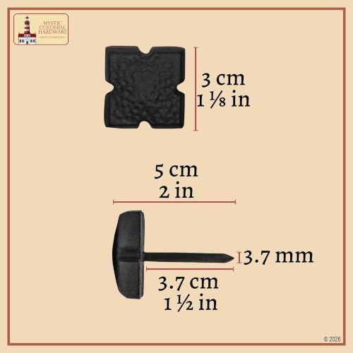 SaKeGa cast iron hammered square clavos tacks for wood doors and rustic furniture, 1.1 inch, pack of 6