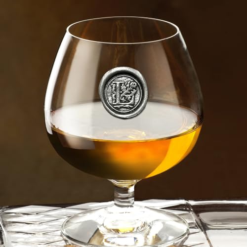 English Pewter Company 14.5oz Brandy Cognac Snifter Glass With Monogram Initial - Personalized Gift With Your Choice of Initial (L) [MON212] L