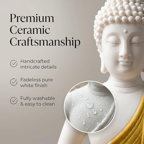8.6" Shakyamuni Buddha Statue Yellow Ceramic Zen Decor 8.6INCH