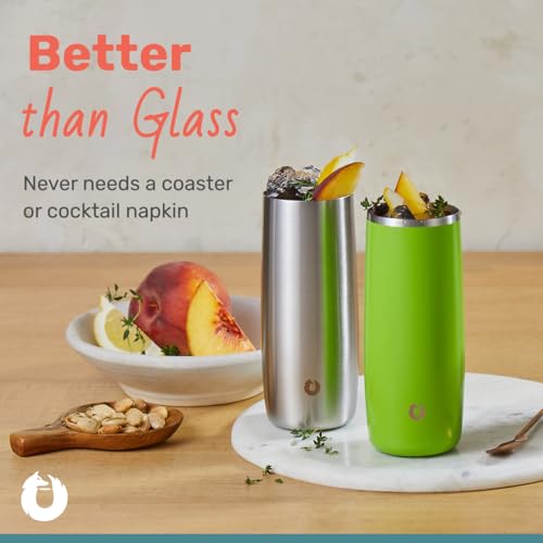 SNOWFOX Premium Vacuum Insulated Stainless Steel Cocktail Glass / Drink Tumbler, Set of 2, Drinks Stay Icy Cold, Thermal Highball Glasses, Elegant Home Entertaining, Classic Barware, 14.5 oz 14.5 Ounces