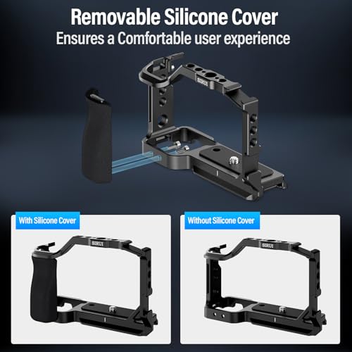 SIRUI ZV-E10 Camera Cage with Silicone Grip and HDMI Cable Clamp and Side Handle with ARRI Locating and Dual 1/4" Screw Mount Optional Bundle
