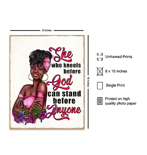 Black Girl Christian Wall Decor - Bible Verse Christian Gifts for African Americans - Religious Wall Art for Women - Jesus Poster for Black Women, Woman - spiritual Gifts, Scripture, Psalms, Prayer