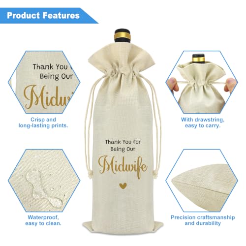 Mikela Thank You Wine Bag for Midwife Appreciation Gifts for Midwife Doula