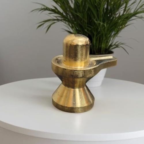 Brass Shivling Idol 1.5 Inch (100g) – Handcrafted Solid Brass Shiva Lingam for Home Temple, Puja & Vastu Protection | Sacred Mahadev Shivling Murti for Spiritual Decor, Meditation & Religious Gift