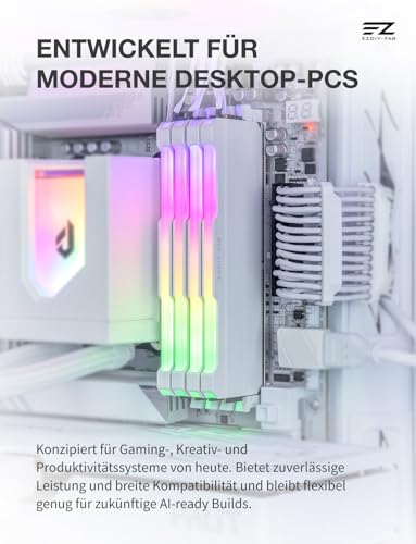 EZDIY-FAB RH01 EZDPI268-3 RAM Heatsink, RGB Memory Heat Spreader for DDR5 DDR4, Aluminum RAM Cooler with 5V 3-Pin ARGB Lighting, Memory Cooling for Gaming PCs, 2 Pack-White, EZDPI268-3 | 5V 3Pin ARGB Sync, DDR4/DDR5 Support, Aluminum Heatsink, Spoke...