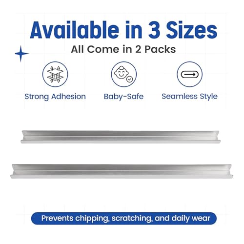 2pcs Cabinet Protectors for Kitchen Cabinets, 304 Stainless Steel Cabinet Protector Edge Guard Slip On Edge Guard for 0.75in Thick Doors and Drawers (23inch)