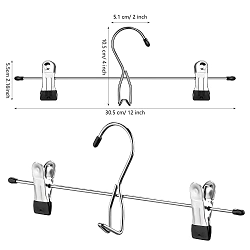 12 Pcs College Dorm Room Supplies Decor Skirt Pants Hangers with Clips Heavy Duty Clip Space Saving Stackable Add on Metal Organization and Storage for Jeans Towels Skirt Trousers Ties Socks 12