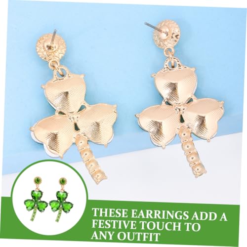 Holibanna St Patrick's Day Earrings Festive Clover Dangle Rhinestone Shamrock Drop Earrings Jewelry for Women Holiday Celebration
