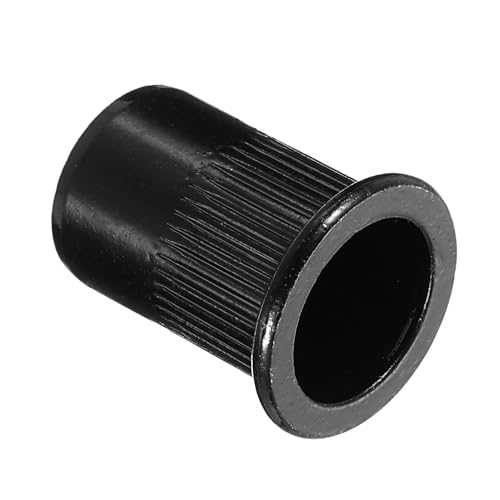 uxcell M12 carbon steel knurled flat head rivet nuts, black threaded inserts, 60-piece set