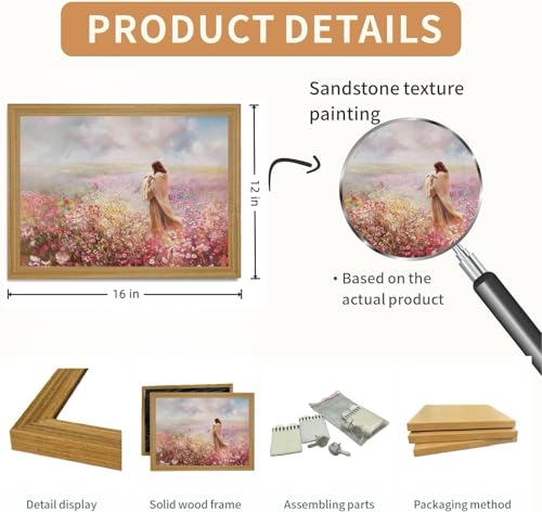 Pink Wall Art, Framed Jesus Hugging Lamb Sandstone Wall Decor, 12x16 Inch pink sky 16"L x 12"W