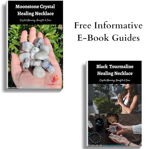 Black Tourmaline Necklace & Moonstone Necklace - Healing Crystals Pendant for Powerful Protection. Stress Relief. Raw Stone Jewelry for Men & Women
