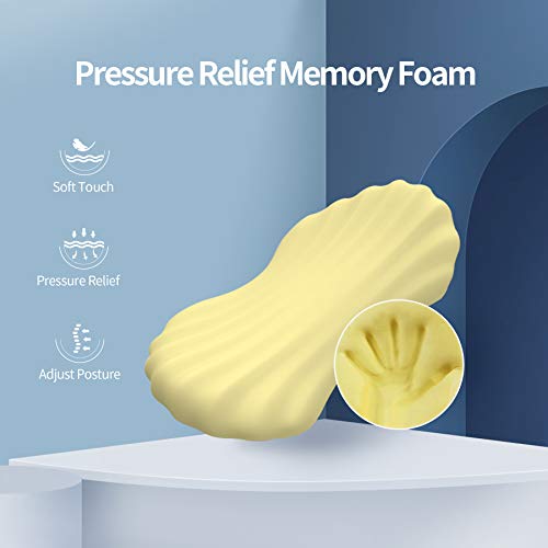 Adjustable Memory Foam Lumbar Support Pillow for Sleeping, 2 Insert Pads Dark Blue Includes 2 removable pads