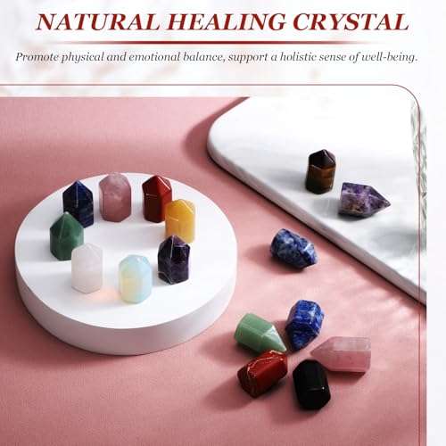 MECCANIXITY Crystals Wands Tiger's Eye Hexagonal Faceted Single Points Towers Pocket Polished Stone Bulk for Energy Chakra Meditation Crystal Healing, 15 x 25mm (Yellow),5Pcs Tigers Eye (Yellow)