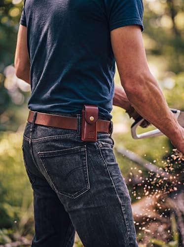 Rolarc brown full grain leather multitool sheath compatible with Leatherman Wave and Wave Plus, belt holster