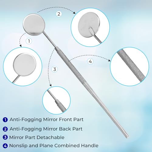 SS INSTRUMENTX Dental Mirror with Handle Dental Stainless Steel Dentist Tools for Teeth Cleaning Inspection Oral Hygiene Mouth Mirror for Daily Use CE