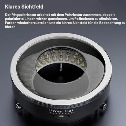 Microscope Polarized Optical System LED Lighting Ring Light, 96 Pieces LED Light Beads, Anti-Glare Light Source for Microscopes