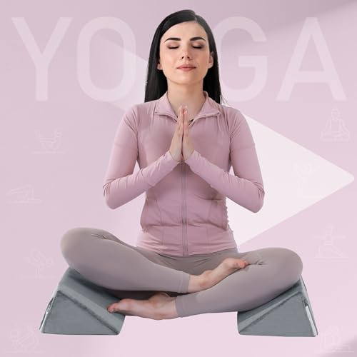 BALAPET 2 Pcs Small Wedge Pillow for Sleeping，Premium Foam Bed Pillow for Side Sleeping,Triangle Wedge Pillow for Leg Elevation,Yoga,Reduce Back Pain(Gray) Gray