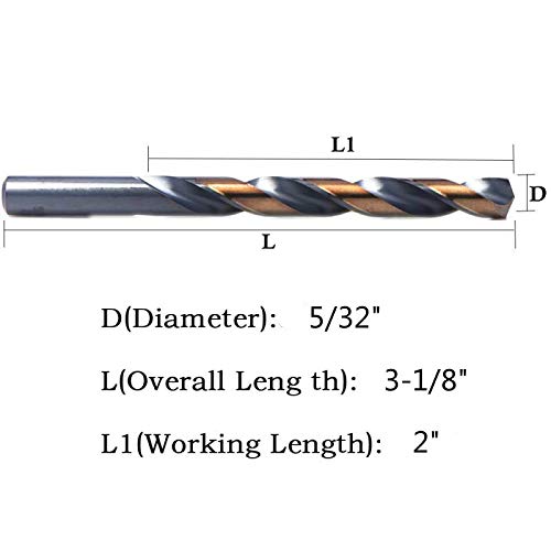 12 PCS, 5/32", Black and Gold Coated Twist Drill Bits, Pack in Plastic Bag (Pack of 2) Full Size (Pack of 2)