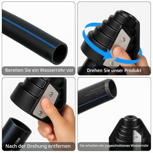 Pack of 2 pipe deburrers, hand deburrers, plastic pipe chamfer tools | High-performance deburring tool for 20, 25, 32, 40, 50, and 63mm pipes with sharpener and 3 replacement blades for DIY enthusiasts