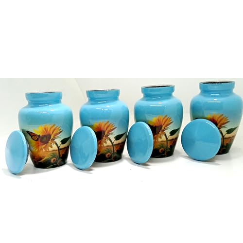 UR Keepsake Urn Set of 4-Sunflower with Butterfly Cremation Keepsake Urn for Human Ashes with Velvet Box & 4 Velvet Bag-Mini Urn - Affordable Urn (3 cu.in x 4pcs) (1)