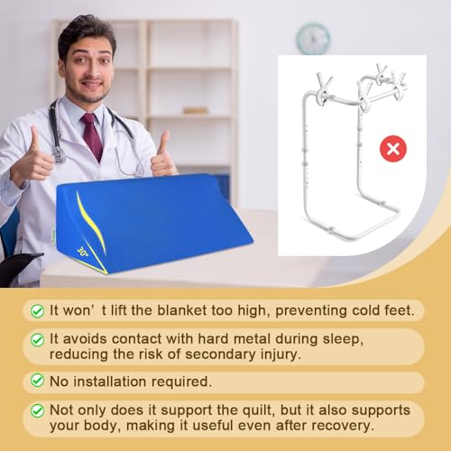 Blanket Lifter for Feet-Sheet Lifters for Foot of Bed Blanket Elevation Wedge Foot Cradle Tent Sleep Support Raiser Supplies Foam Block Toes Pain Leg Knee Ankle Post Surgery Recovery Bule