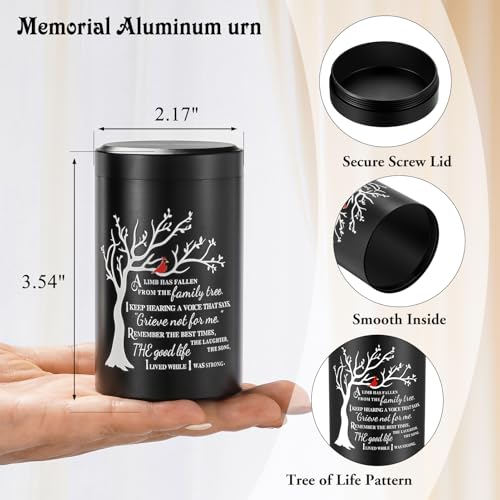SOITIS Set of 4 Small Urns for Human Ashes Keepsake, 3.54 Inches Stainless Steel Mini Urns for Ashes, Cremation Urns for Women Men, Funeral Keepsake Burial Holder Black+silver