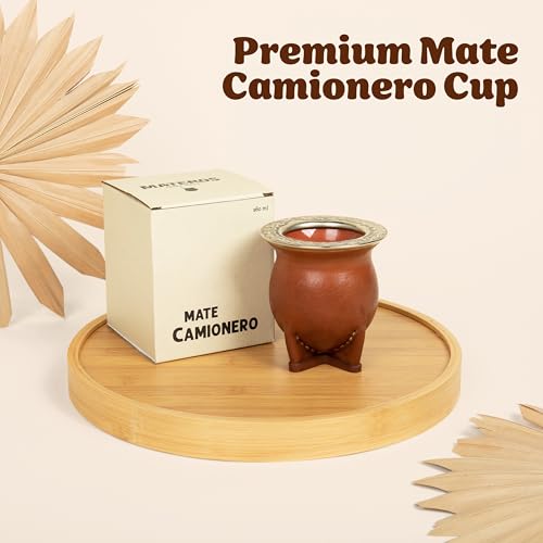 Materos Premium Yerba Mate Cup – Elegant, Functional & Durable Ceramic Camionero Design, Eco-Friendly Stylish Cup for Smooth Drinking Experience – Ceramic Camionero / 11 oz 11 Ounces
