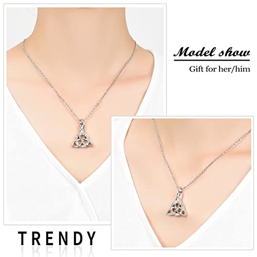 Yinplsmemory Cremation Jewelry Celtic Knot Urn Necklace for Ashes Stainless Steel Triangle Vintage Crystal Circle Ashes Keepsake Necklace Silver with rose gold