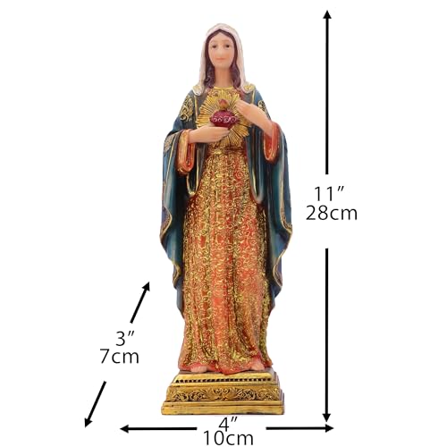 Virgin Mary Statue Sacred Heart Figure Resin Sculpture 11.25 inch Savior Figurine Catholic Religious Gift Home Chapel Decoration Orange